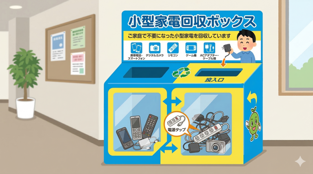 市役所などに設置されている小型家電回収ボックスの画像