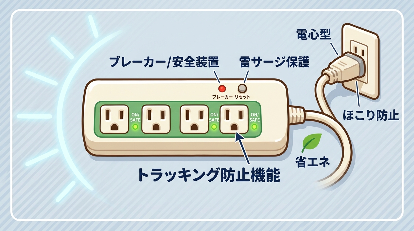 安全機能が備わった新しい電源タップの画像