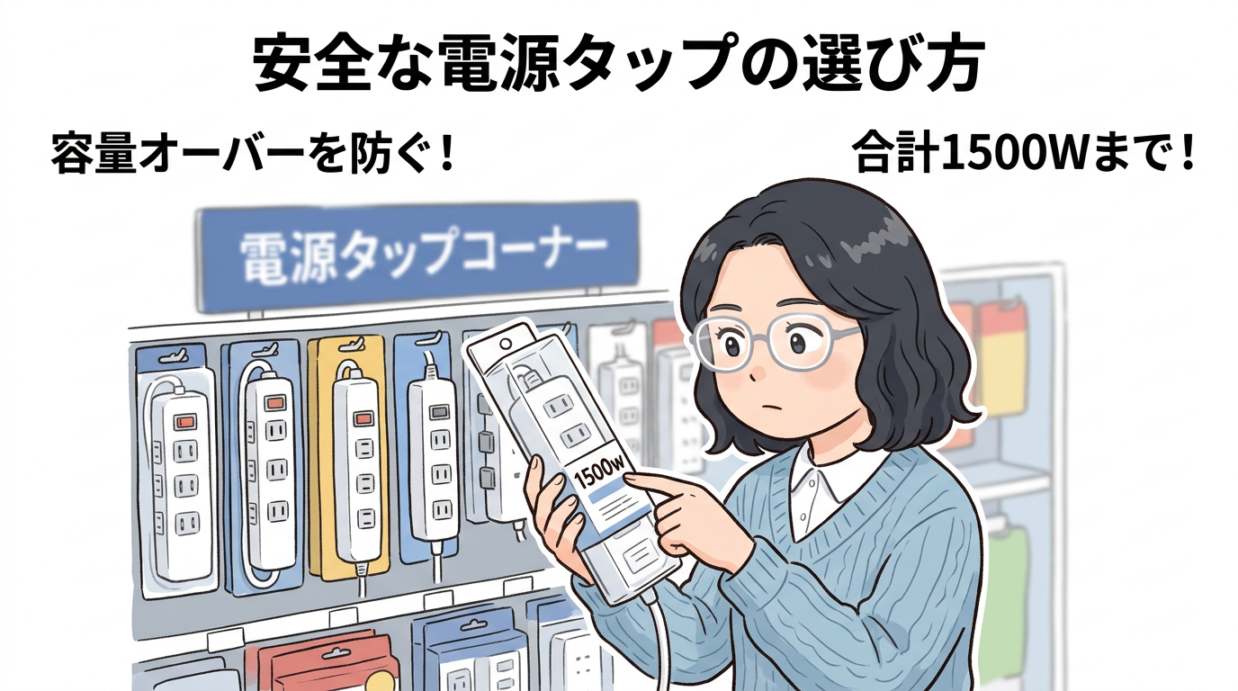 新しい安全な電源タップを選んでいるイメージ画像