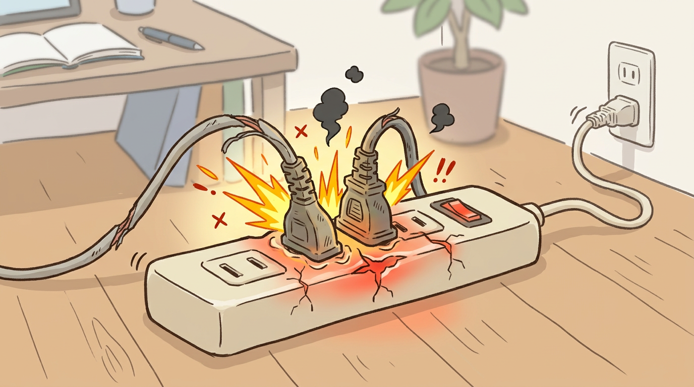 危険な電源タップから火花が出ているイメージ画像