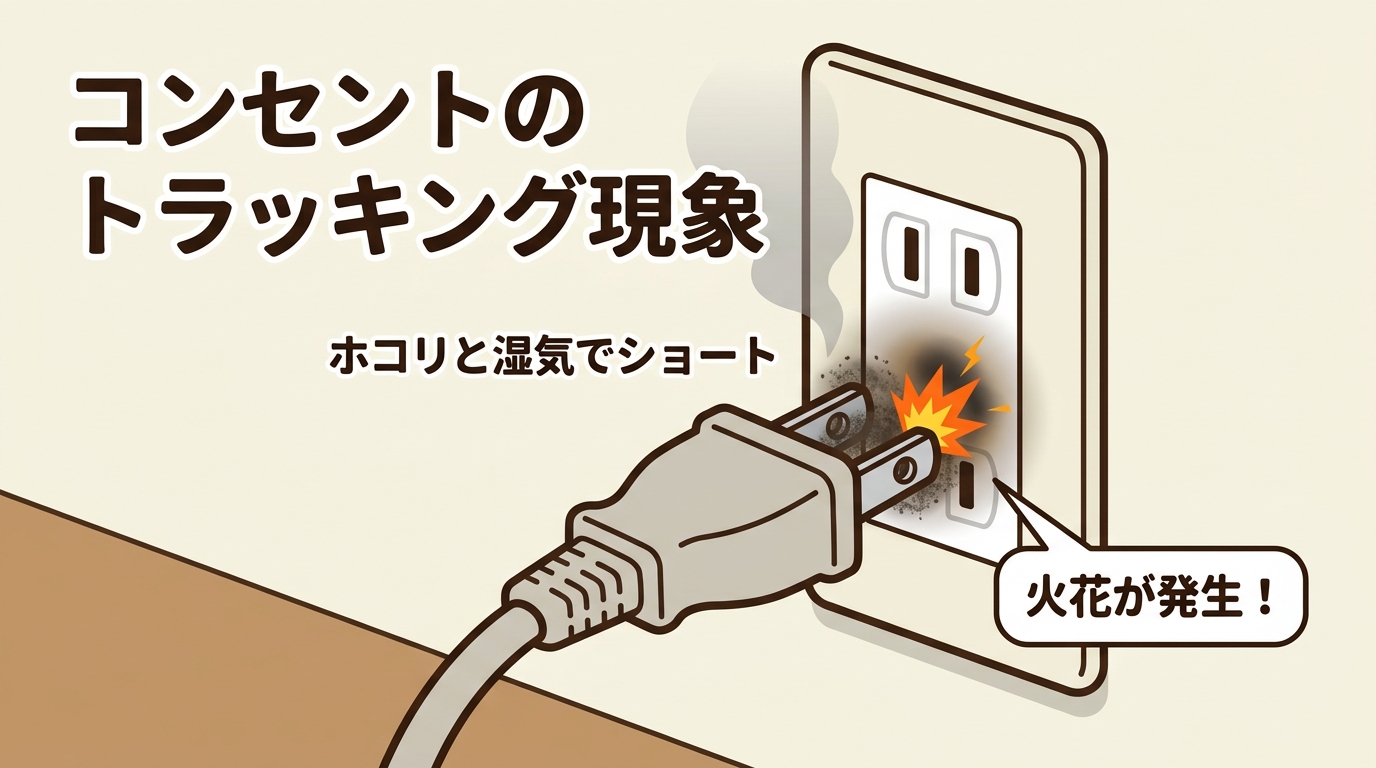 コンセント部分から火花が出るトラッキング現象のイメージ画像