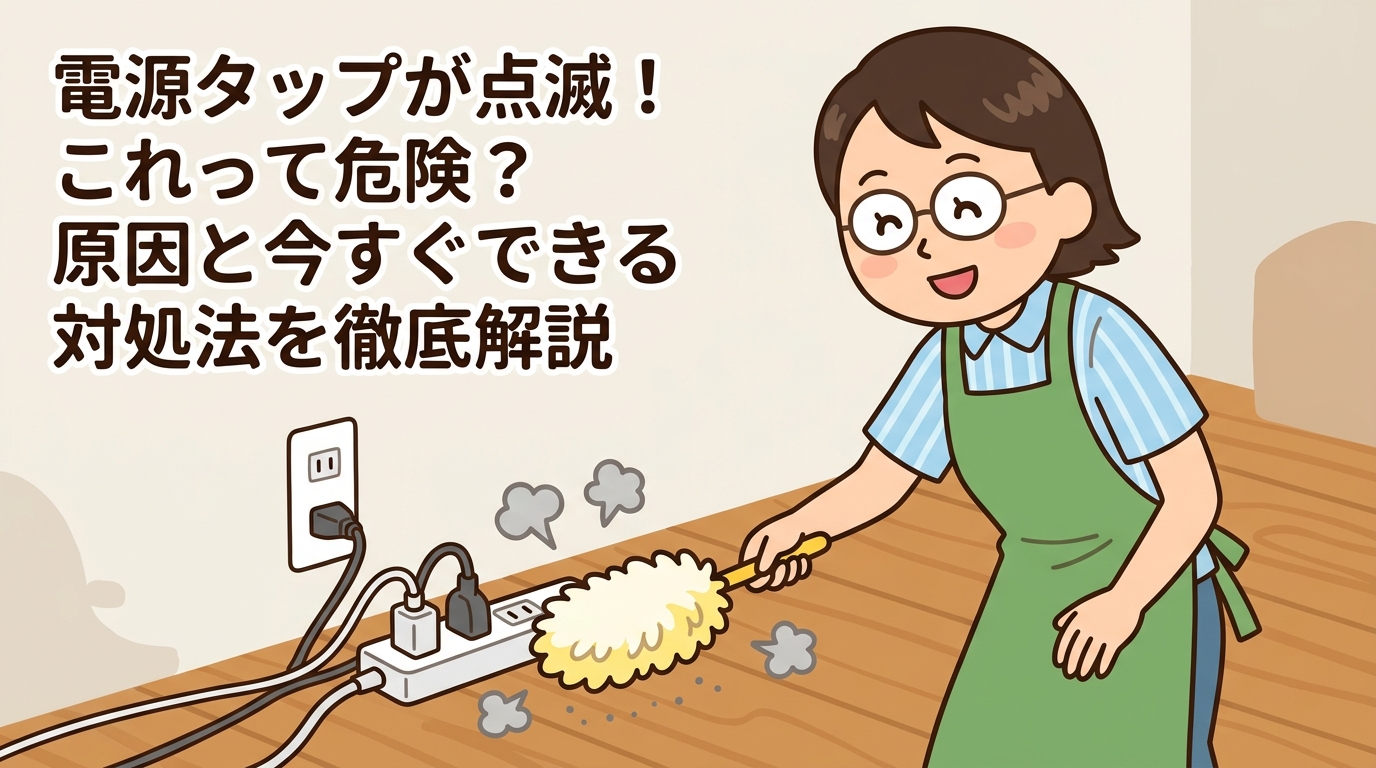 ハンディモップで電源タップ周りのホコリを掃除している画像