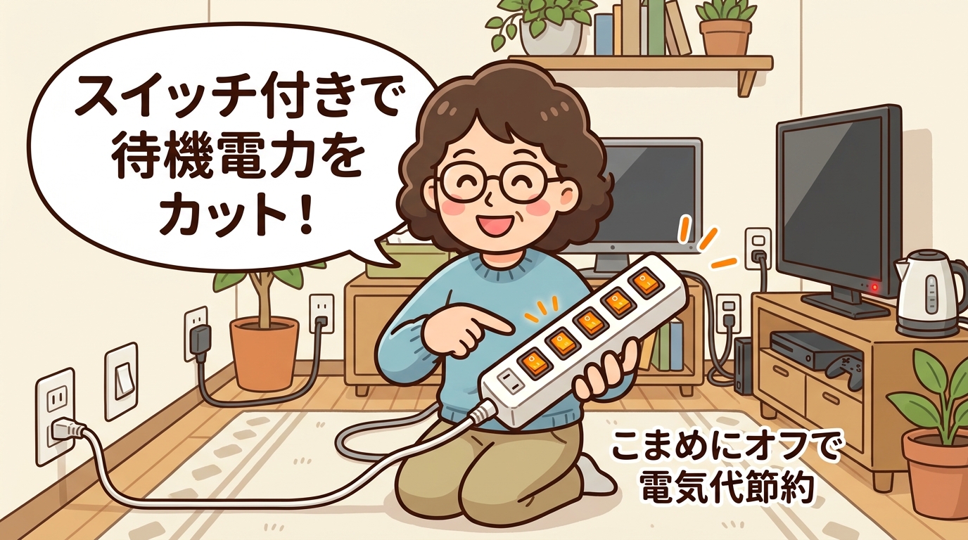 スイッチ付き電源タップの画像