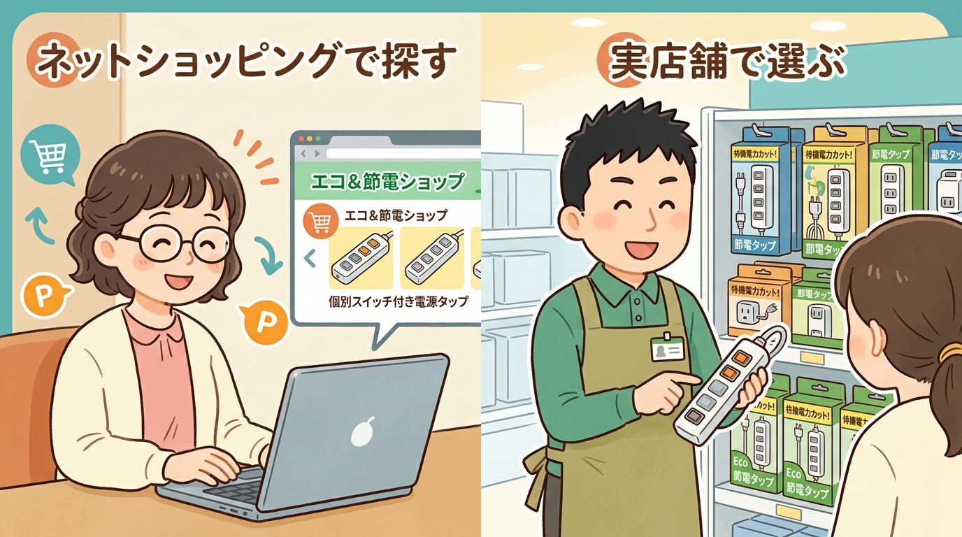 ネットショッピングと実店舗のイメージ画像