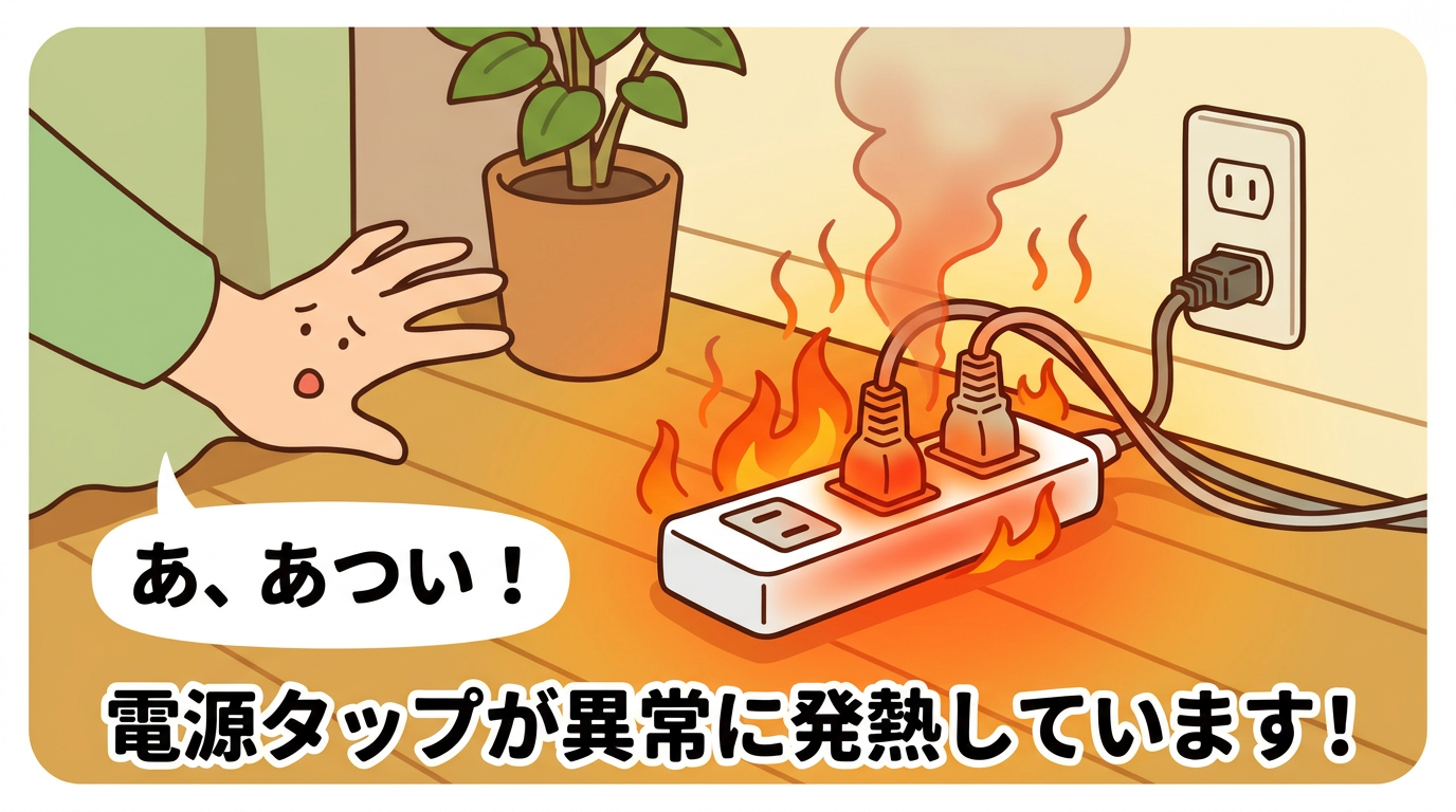 電源タップが異常な熱を持っていることを示すイメージ画像