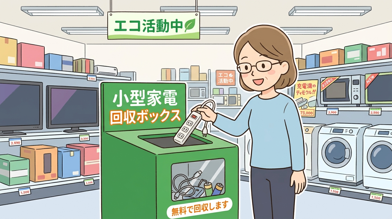 家電量販店に設置されている小型家電回収ボックスの画像