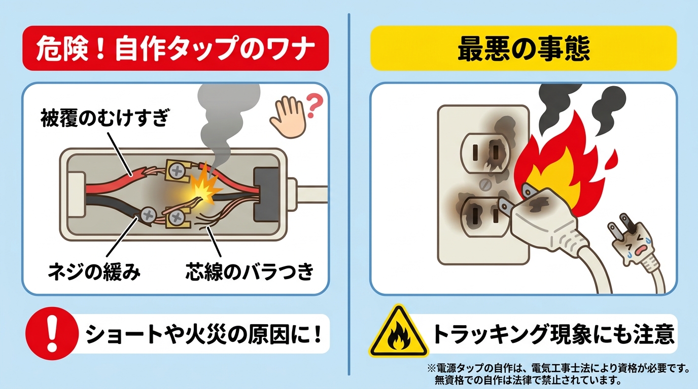 危険な配線やショートを警告するイメージ画像