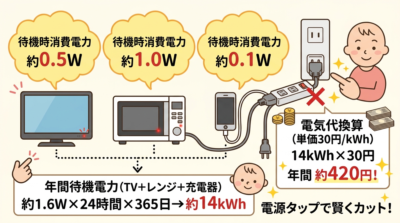 待機電力の電気代計算イメージ画像