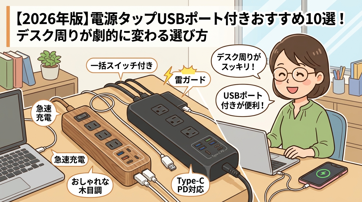 おしゃれな木目調やマットブラックの電源タップのイメージ画像