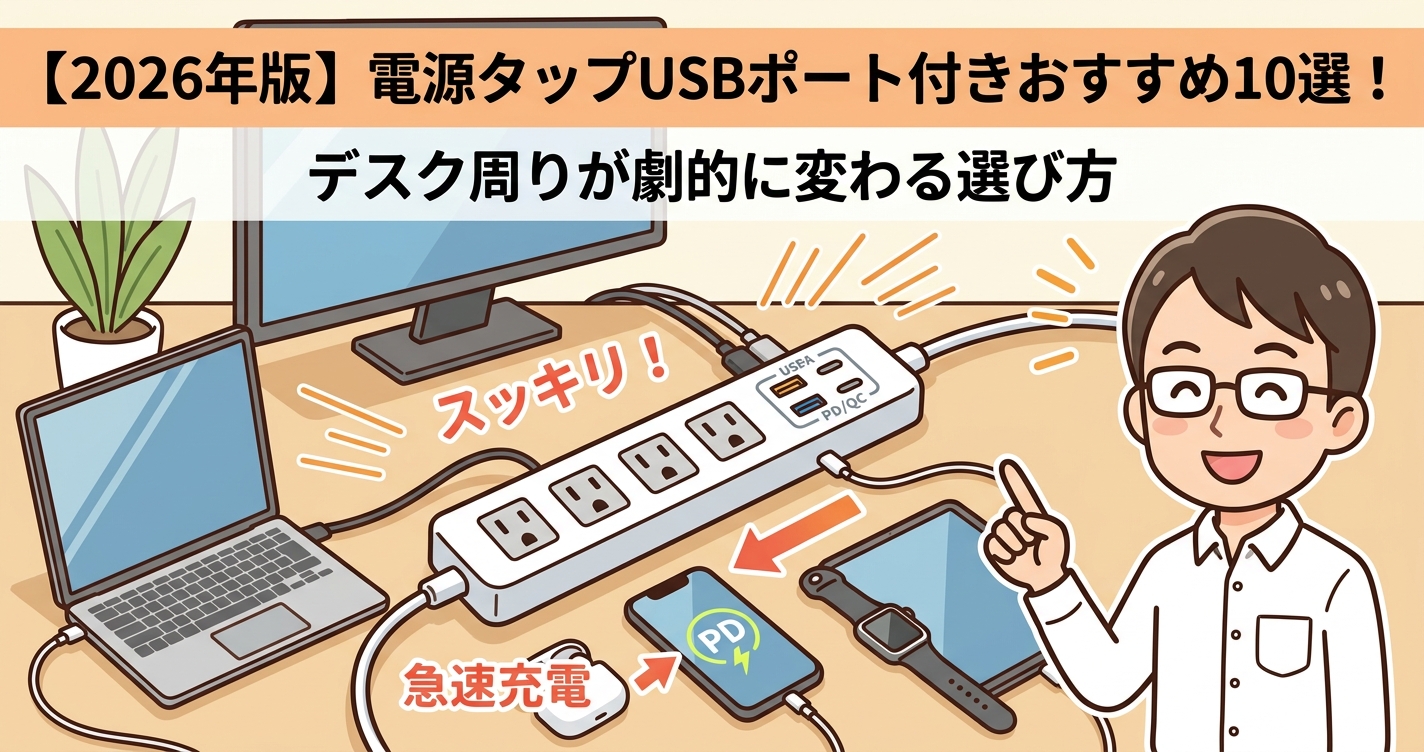 【2026年版】電源タップUSBポート付きおすすめ10選！デスク周りが劇的に変わる選び方