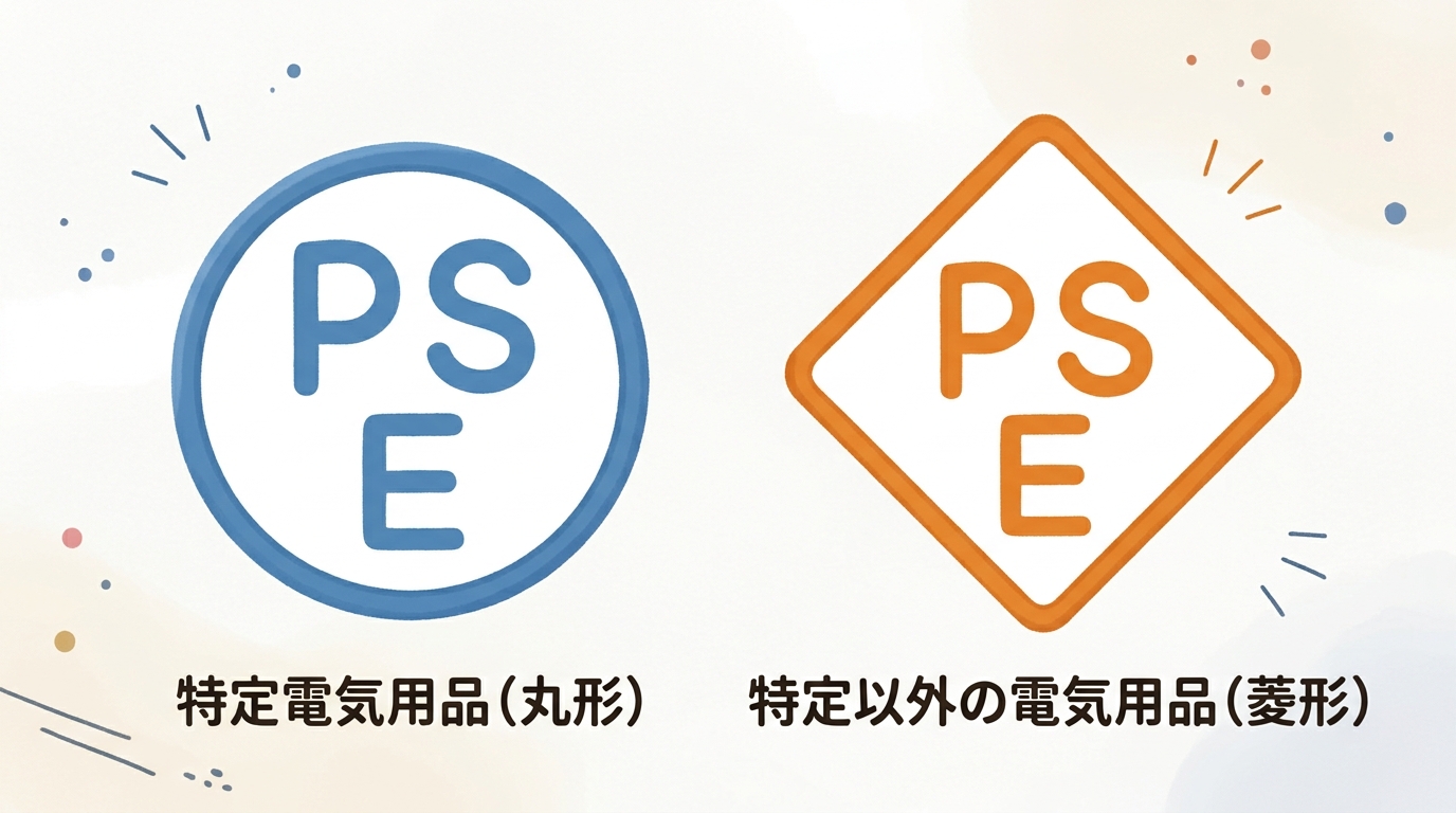 丸形と菱形の正規のPSEマークのイラスト画像