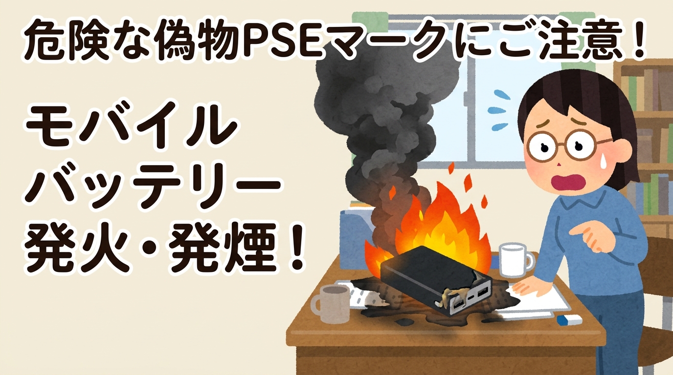 モバイルバッテリーが発火・発煙しているイメージ画像