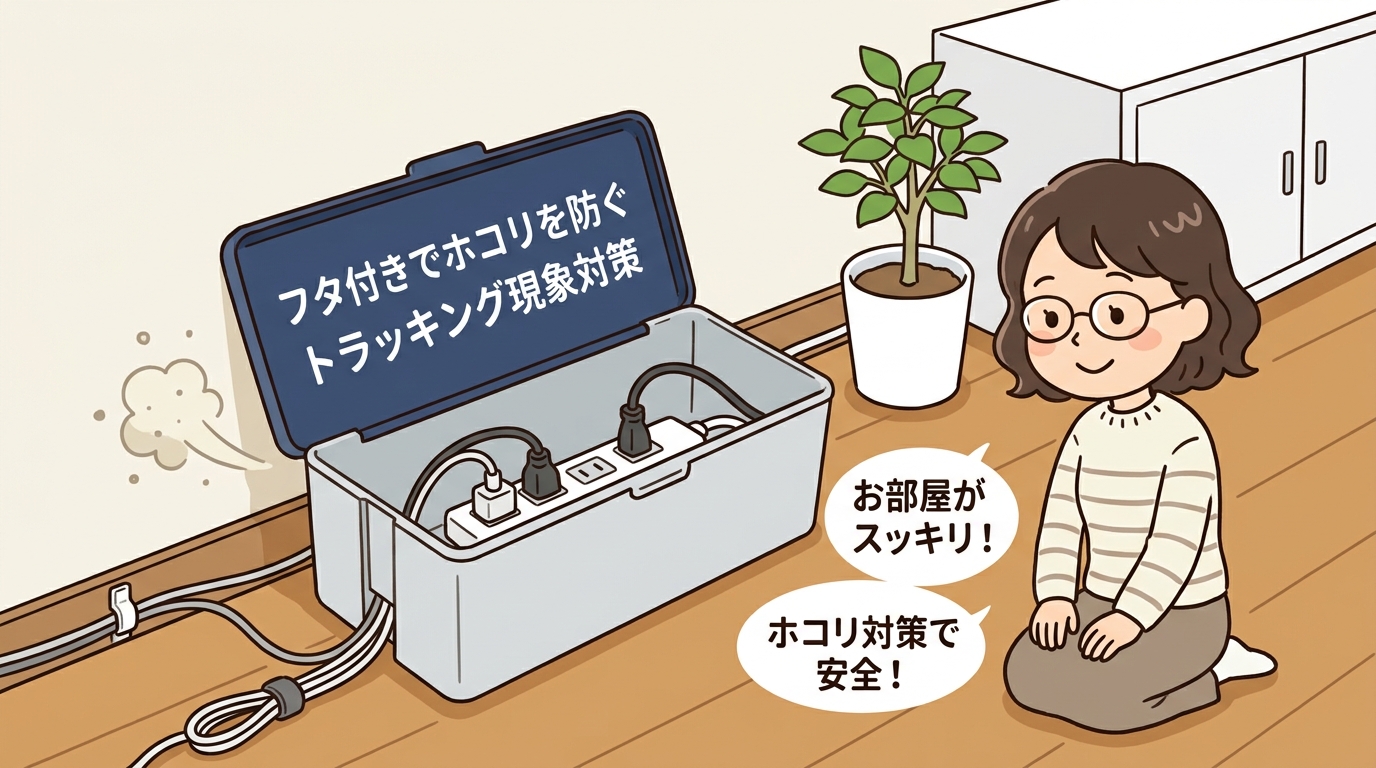 トラッキング現象を防ぐフタ付き収納ボックスの画像