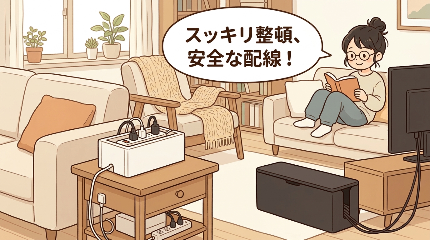 無印良品やニトリの電源タップ収納アイテムの画像