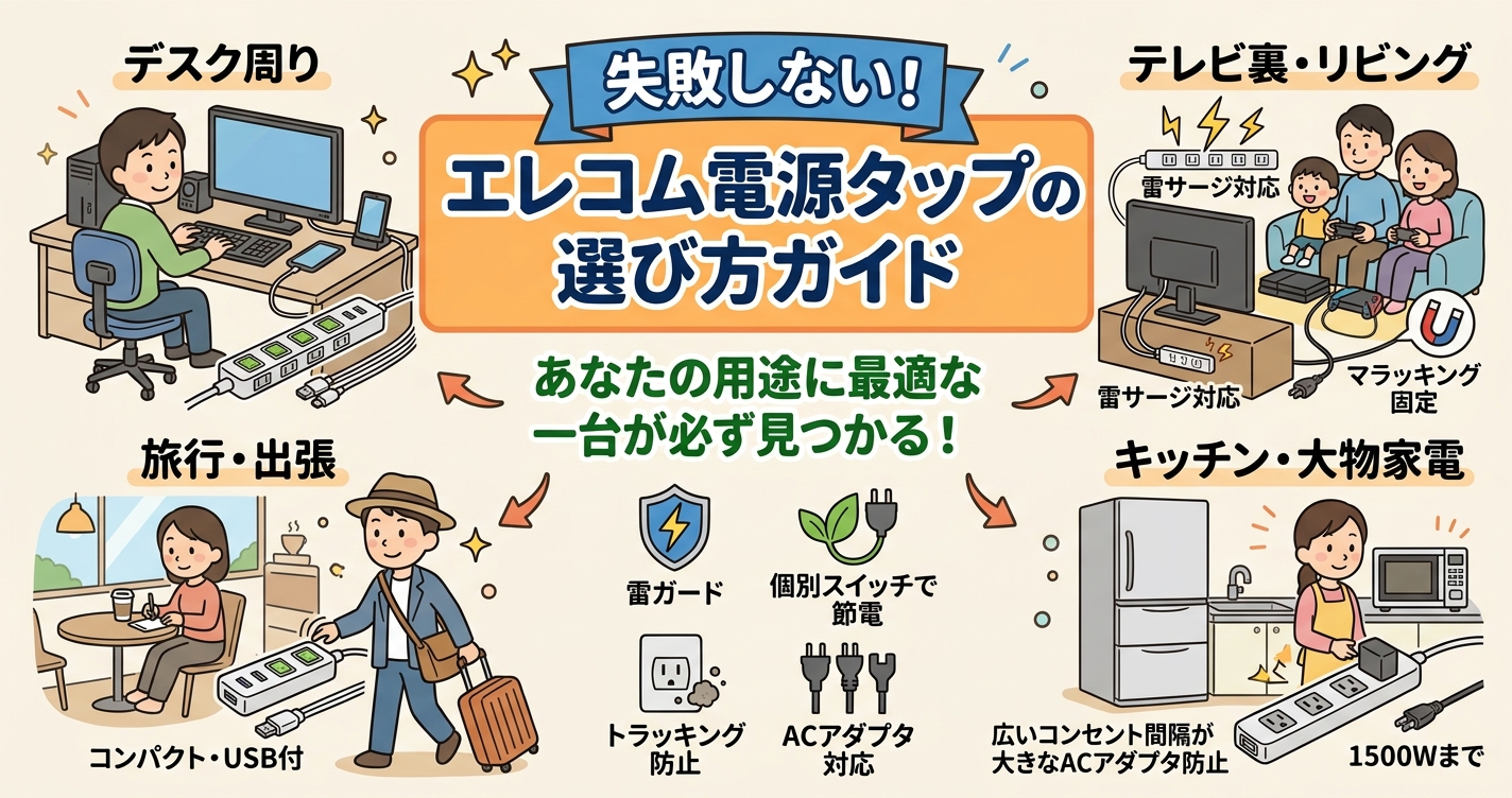 エレコム電源タップの選び方ガイド