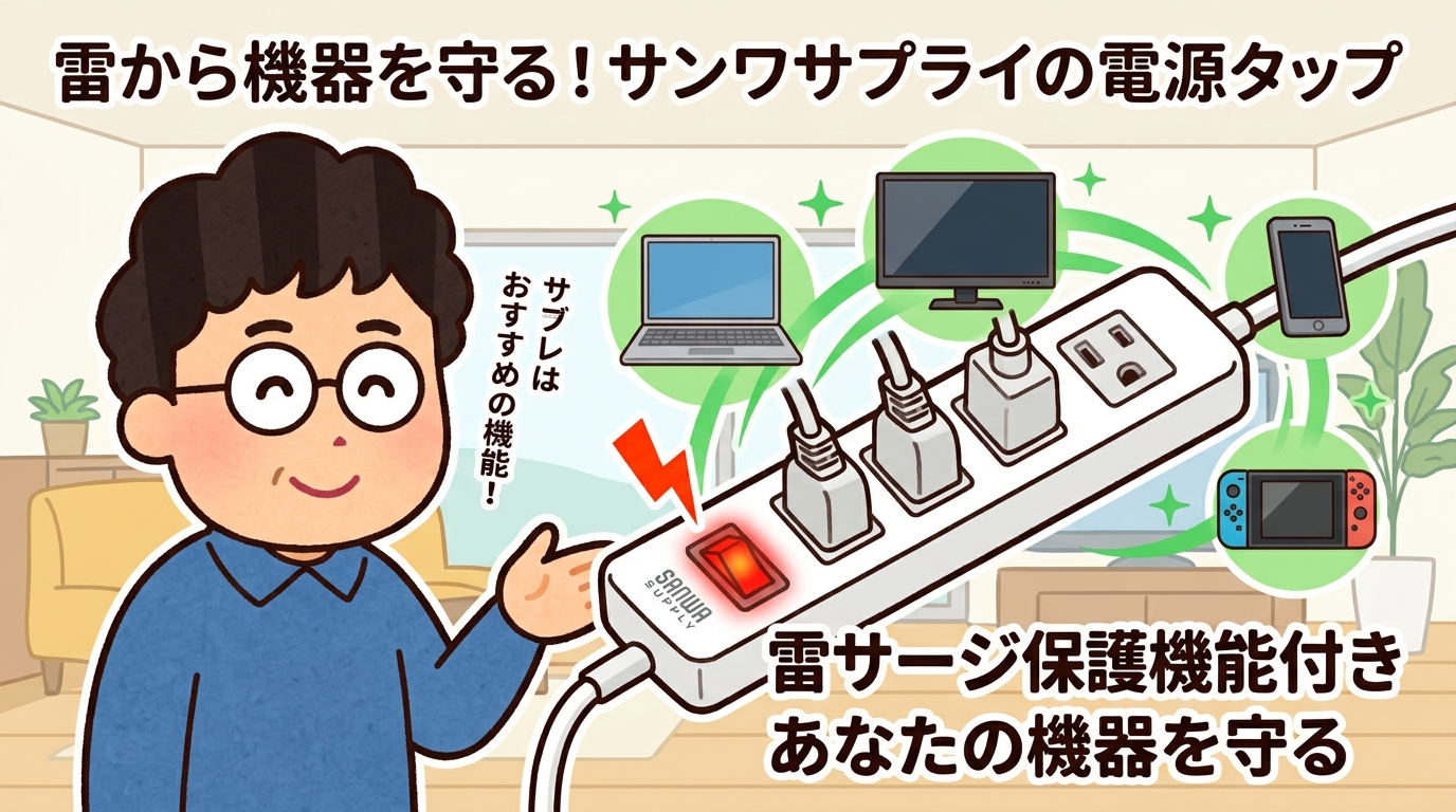 雷サージ保護機能付きの電源タップの画像