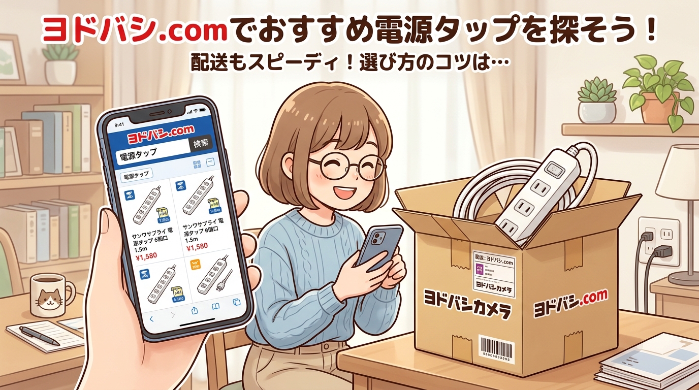 ヨドバシ.comのスマホ画面や配送段ボールのイメージ画像