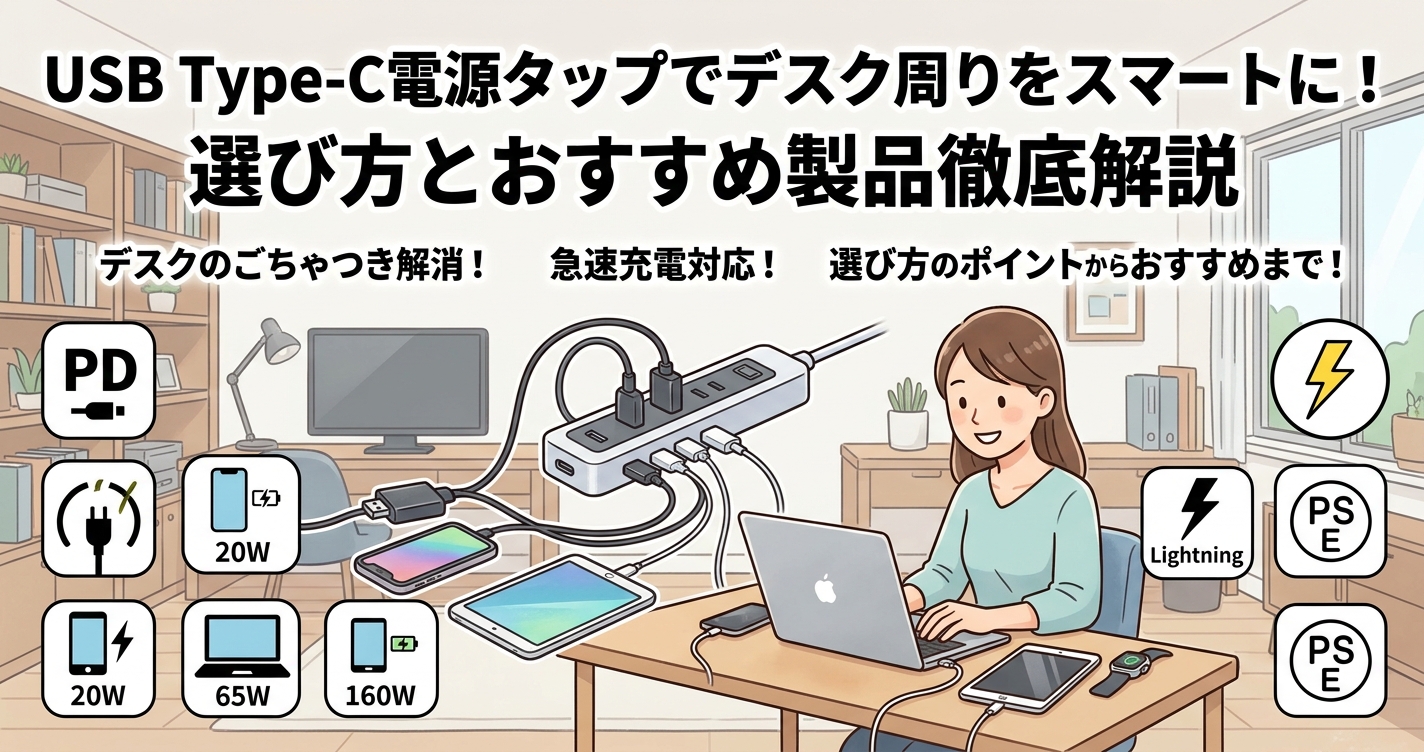 USB Type-C電源タップでデスク周りをスマートに！選び方とおすすめ製品徹底解説