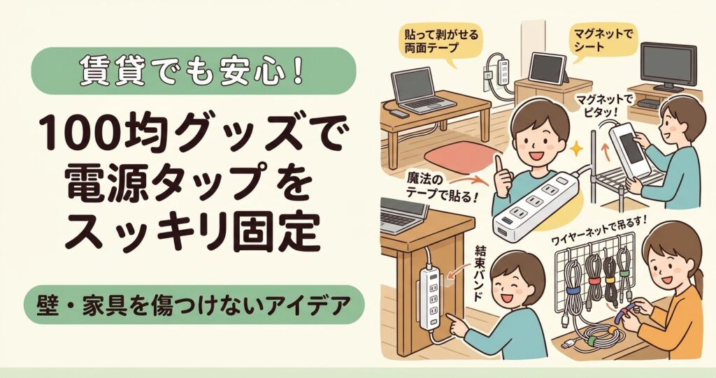 賃貸でも安心！100均グッズで電源タップを固定する壁・家具を傷つけない方法