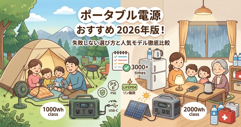 ポータブル電源 おすすめ2026年版！キャンプ・災害対策に失敗しない選び方と人気モデルを徹底比較