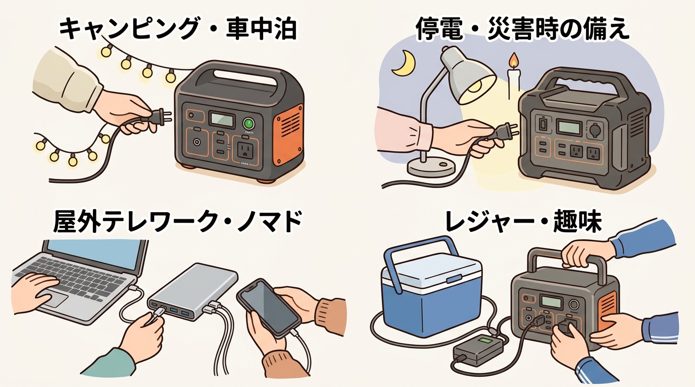 利用シーン別のポータブル電源
