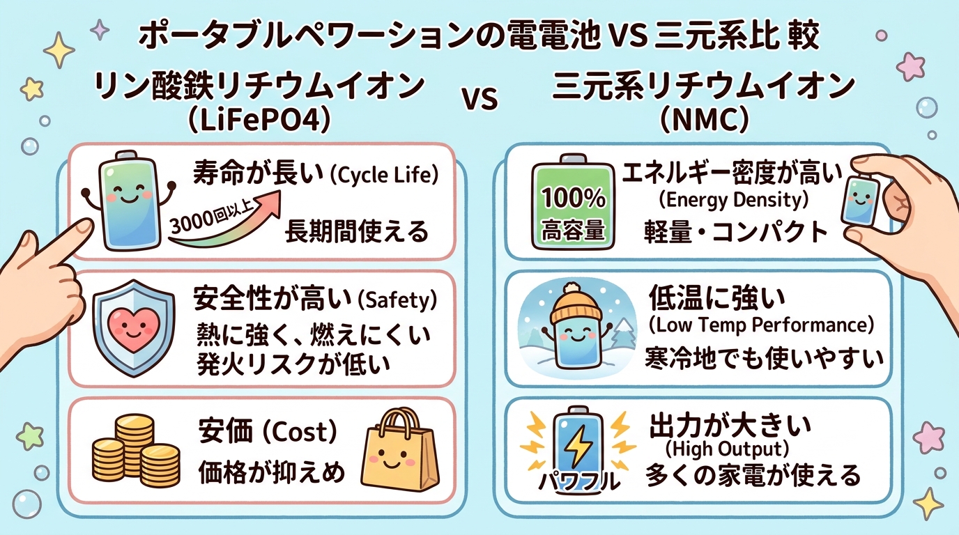 リン酸鉄リチウムと三元系リチウムの比較