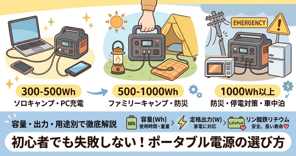 ポータブル電源の選び方｜初心者でも失敗しない容量・出力・用途別の選び方を徹底解説