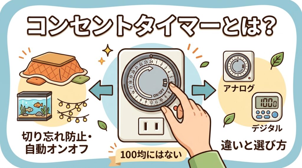 コンセントタイマーとは？アナログ・デジタルの違いと選び方を解説する記事のアイキャッチ