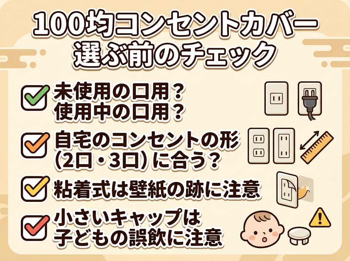 100均のコンセントカバーを選ぶ前のチェックポイント4項目