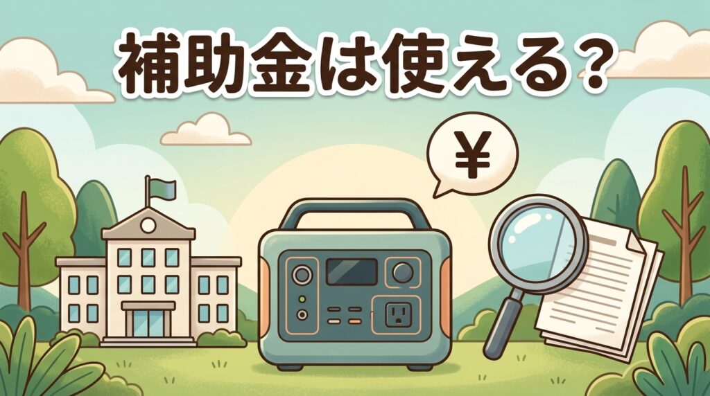 ポータブル電源に補助金は使える？自治体の制度と探し方を表すアイキャッチ