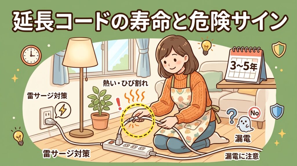 延長コードの寿命はどれくらい？危険なサインと熱くなる・漏電・雷サージへの対処