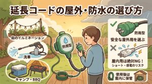 延長コードの屋外・防水タイプの選び方｜防雨型の見分け方と安全な使い方