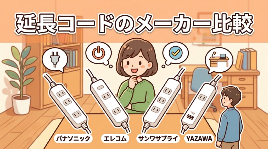 延長コードのおすすめメーカー比較｜パナソニック・エレコム・サンワサプライの特徴