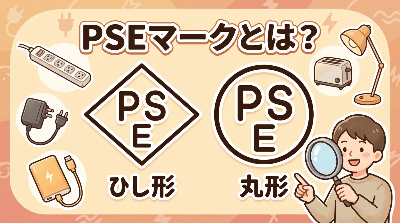 PSEマークとは？丸形とひし形の違いと確認方法を解説する記事のアイキャッチ